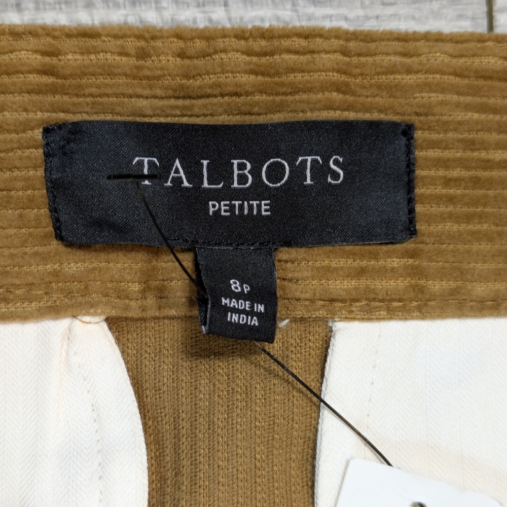 Talbots Corduroy Skirt Womens Carmel Brown Academia Country Preppy Pencil 8P New - Picture 10 of 11
